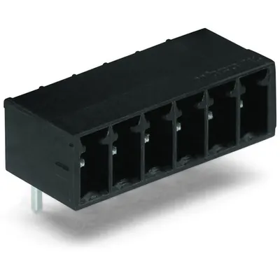 THT male header; 0.8 x 0.8 mm solder pin; angled; Pin spacing 3.5 mm; 16-pole; black