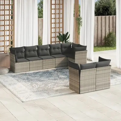 Gossi set mobilier de gradina cu perne, 8 piese gri deschis poliratan