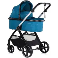 Carucior pentru copii Chipolino Marbella 3 in 1 oasis cu spatar reglabil, suspensii, maner ajustabil, bara detasabila, suport picioare reglabil