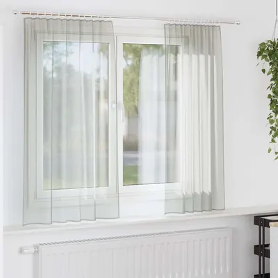 vidaXL Perdele Voile cu buzunare pentru bare 2 buc gri deschis