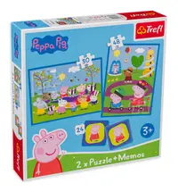 Set de puzzle si joc de memorie Trefl 2 in 1 - Momenti fericiti cu Peppa