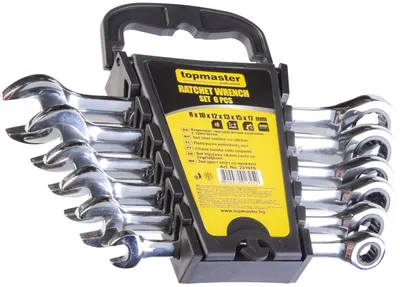 Set de chei stelare cu clichet Top Master - CR-V, 6 bucăți, 8-17 mm