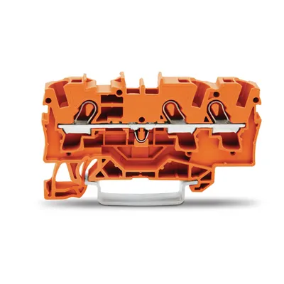 3-conductor through terminal block; 4 mm²; suitable for Ex e II applications; side and center marking; for DIN-rail 35 x 15 and 35 x 7.5; Push-in CAGE CLAMP®; 4,00 mm²; orange