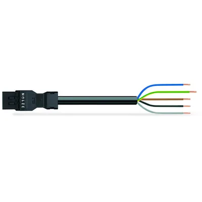 pre-assembled connecting cable; Eca; Plug/open-ended; 5-pole; Cod. A; H05VV-F 5G 1.5 mm²; 1 m; 1,50 mm²; black