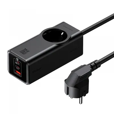 Prelungitor McDodo CH-4620, 1 x Schuko - 1 x USB-A - 2 x USB-C, Negru