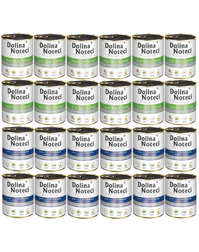DOLINA NOTECI Premium Mix 24x800 g vânat și cod cu broccoli hrană umedă pentru câini