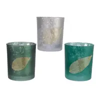 Pahar pentru lumanare - Emerald Leaf - mai multe modele