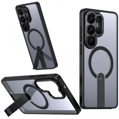 Husa MagSafe pentru Samsung Galaxy S26 Ultra S948, Hybrid Armor, X with Stand, Neagra