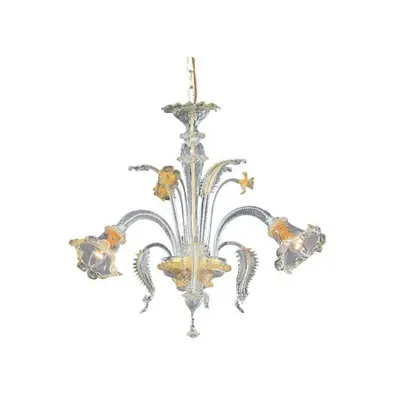 candelabru Rialto, 3 becuri, dulie E14, D:600 mm, H:660/1050 mm, Chihlimbar