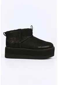 Ghete slip-on din piele intoarsa cu talpa flatform - Negru