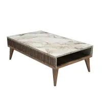 Masuta de cafea MILAN, nuc + imprimeu marmura, 105x60x34,6 cm