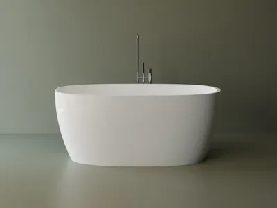 Cada freestanding ovala, compozit alb lucios 150x71.5x60 cm Foglia Nova