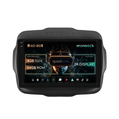 Navigatie 2K Jeep Renegade (2014-2018), Android, S-Quadcore 4GB RAM + 64GB ROM, 9.5 Inch - AD-BGS90042K+AD-BGRKIT286