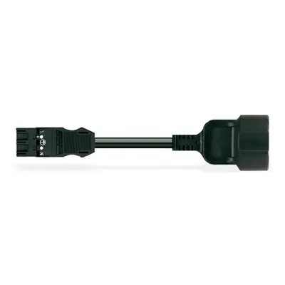 pre-assembled interconnecting cable; Plug/SCHUKO coupler; 3-pole; Cod. A; H05VV-F 3G 1.5 mm²; 7 m; 1,50 mm²; black