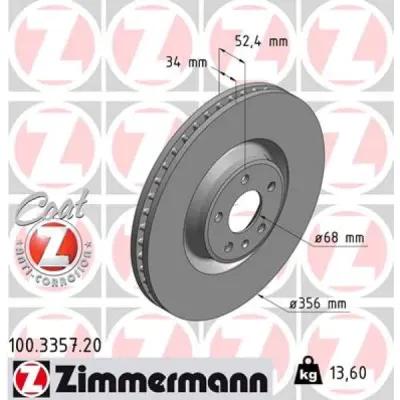 Disc frana ZIMMERMANN 100.3357.20
