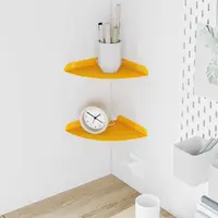vidaXL Raft Suspendat pentru Colț 2 buc. Galben muștar 18 x 18 x 2 cm