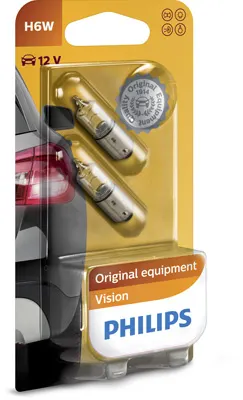Set 2 Becuri 12V H6W Bax9S (Blister) Vision Philips