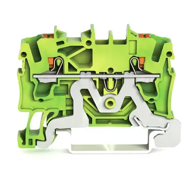 2-conductor ground terminal block; 2.5 mm²; with test port; side and center marking; for DIN-rail 35 x 15 and 35 x 7.5; Push-in CAGE CLAMP®; 2,50 mm²; green-yellow