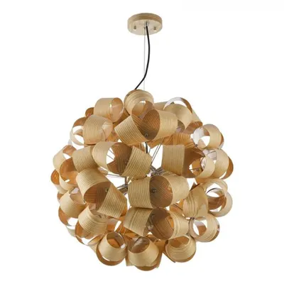 Lampa suspendata Ayna 6 Light Single Pendant Real Ash Veneer Satin Nickel
