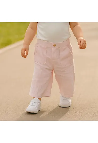 Pantaloni largi cu pliuri -Star Light - Roz - pentru fetite - Roz