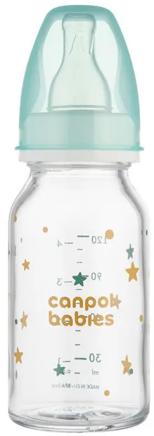 Biberon de sticlă Canpol - 120 ml, 3 luni+, anticolici