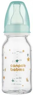 Biberon de sticlă Canpol - 120 ml, 3 luni+, anticolici