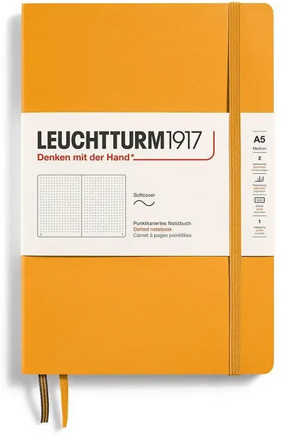 Caiet Leuchtturm1917 Rising Colors - A5, portocaliu, cu puncte, copertă moale