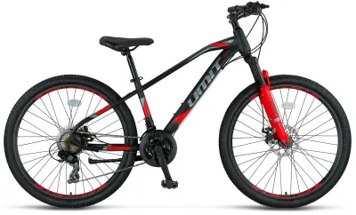 Bicicleta MTB Umit Arcus 2D, culoare negru rosu , roata 27.5 , cadru otel, frana disc, 21 viteze