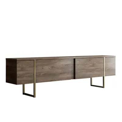 Comoda TV LUXE, nuc + auriu, 180x30x50 cm