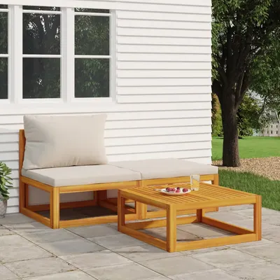 Gossi set mobilier de gradina cu perne, 3 piese, lemn masiv acacia