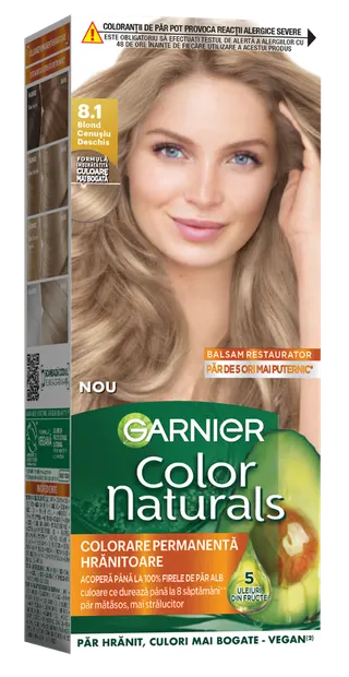 Vopsea de par permanenta Color Naturals 8.1 Blond Cenusiu Deschis, 112ml, Garnier