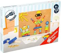 Mozaic din lemn cu ciocan Small Foot - Roboți, 229 piese