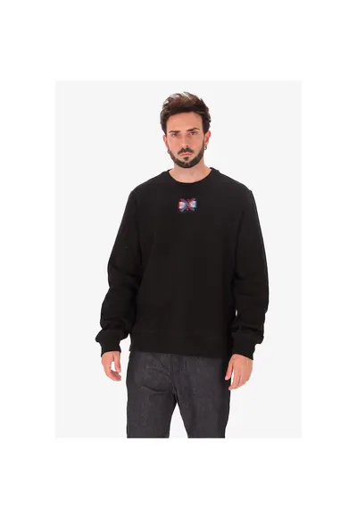 Bluza de trening cu decolteu la baza gatului si monograma - Negru