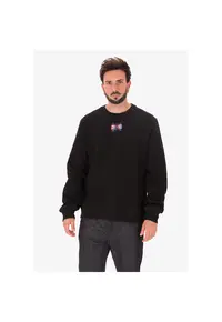 Bluza de trening cu decolteu la baza gatului si monograma - Negru