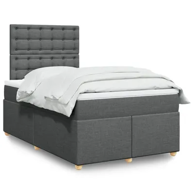 Gossi pat box spring cu saltea, gri inchis, 120x200 cm, textil
