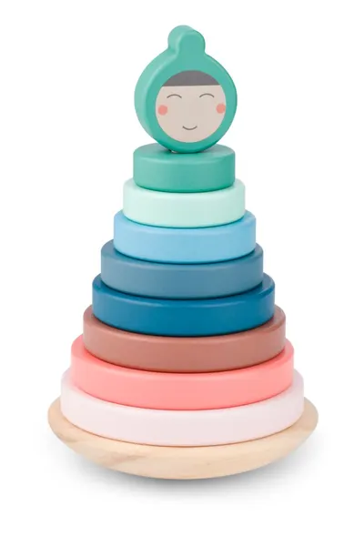 Turn de stivuire cu inele din lemn, BS Toys