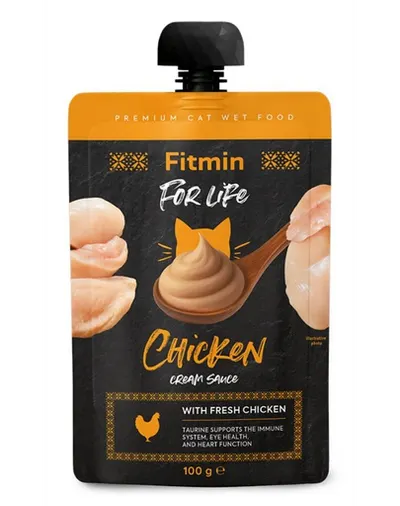 Fitmin For Life Cat Cream Sauce Chicken Hrană complementară pentru pisoi și pisici adulte cu pui în sos cremos 100 g