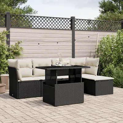 Gossi set mobilier de gradina cu perne, 6 piese, negru, poliratan