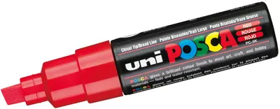 Marker permanent cu un varf tesit Uni Posca - PC-8K, 8 mm, rosu