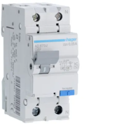 Disjunctor diferențial P+N 20A/30mA, C, 4,5kA, tip AC