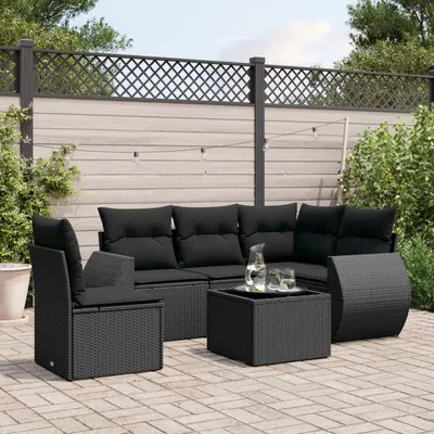 Gossi set mobilier de gradina cu perne, 6 piese, negru, poliratan