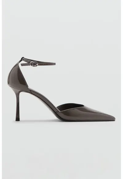 Pantofi stiletto cu bareta pe glezna - Gri inchis