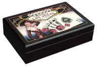 Set Modiano - cutie din lemn cu cărți de poker Las Vegas