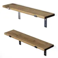 Raft suspendat LAM004, negru + nuc, 60x14x16 cm