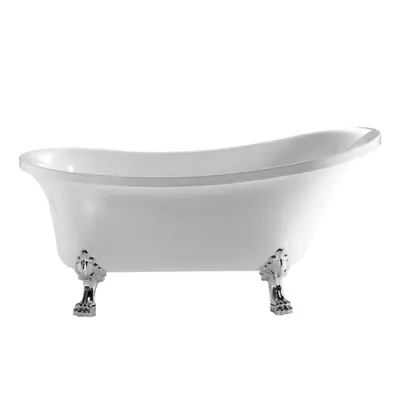 Cada baie freestanding Bella*BSM-404 acril 170 x 75 x 75 cm alb picioare argintii