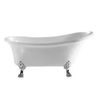 Cada baie freestanding Bella*BSM-404 acril 170 x 75 x 75 cm alb picioare argintii