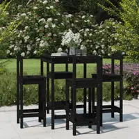 Gossi set mobilier bar de gradina, 5 piese, negru, lemn masiv de pin