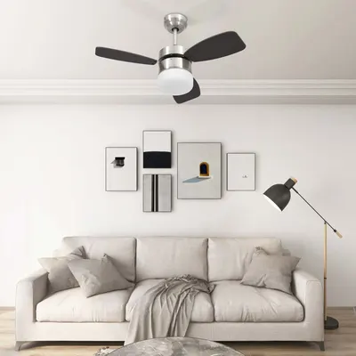 Gossi ventilator tavan cu iluminare/telecomanda, maro inchis, 76 cm
