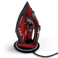 Fier de calcat Morphy Richards EasyCharge / Cordless 303250, 2400W, 30g/min, 1300 g debit abur continuu, capacitate rezervor 350 ml, functionare fara cablu, Rosu/Negru