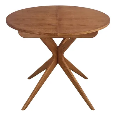 Masă de dining rotundă extensibilă cu aspect de lemn de stejar cu blat suplimentar ø 90 cm Jubi – Ragaba